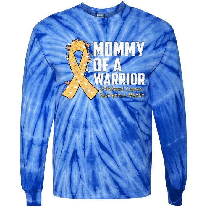 Mommy Of A Warrior Hood Cancer Awareness Cute Gift Tie-Dye Long Sleeve Shirt