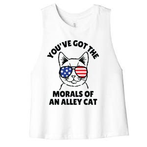 Morals Of An Alley Cat Funny Election Debate Women's Racerback Cropped Tank