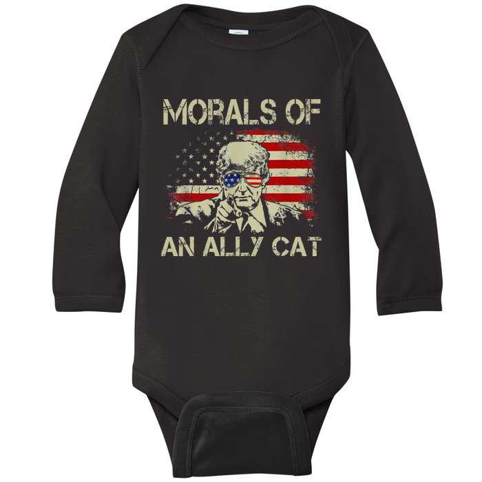 Morals Of An Ally Cat Trump Biden Debate Baby Long Sleeve Bodysuit