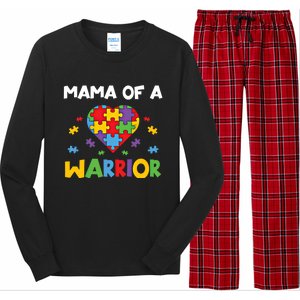 Mama Of A Warrior Family Mom World Autism Awareness Day Cute Gift Long Sleeve Pajama Set