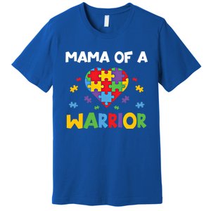 Mama Of A Warrior Family Mom World Autism Awareness Day Cute Gift Premium T-Shirt