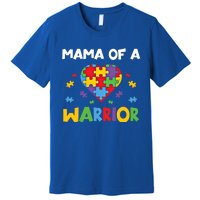 Mama Of A Warrior Family Mom World Autism Awareness Day Cute Gift Premium T-Shirt