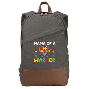 Mama Of A Warrior Family Mom World Autism Awareness Day Cute Gift Cotton Canvas Backpack