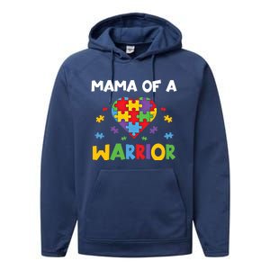 Mama Of A Warrior Family Mom World Autism Awareness Day Cute Gift Performance Fleece Hoodie