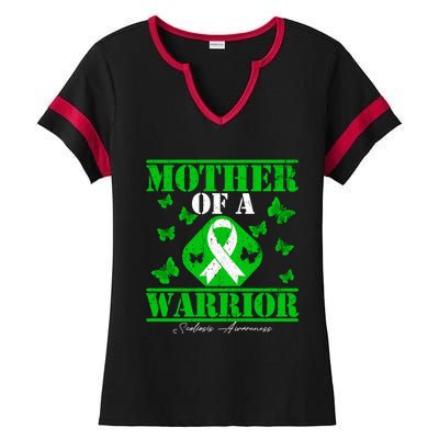 Mother Of A Scoliosis Warrior Vintage Scoliosis Awareness Gift Ladies Halftime Notch Neck Tee