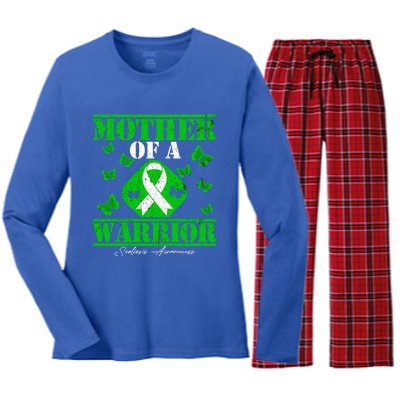 Mother Of A Scoliosis Warrior Vintage Scoliosis Awareness Gift Women's Long Sleeve Flannel Pajama Set 