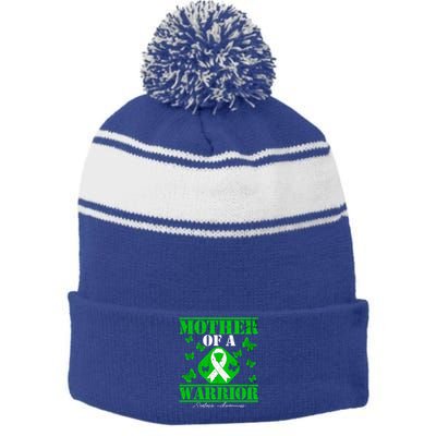 Mother Of A Scoliosis Warrior Vintage Scoliosis Awareness Gift Stripe Pom Pom Beanie