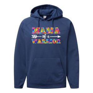 Mama Of A Warrior Autism Awareness Autistic Autism Moms Gift Performance Fleece Hoodie