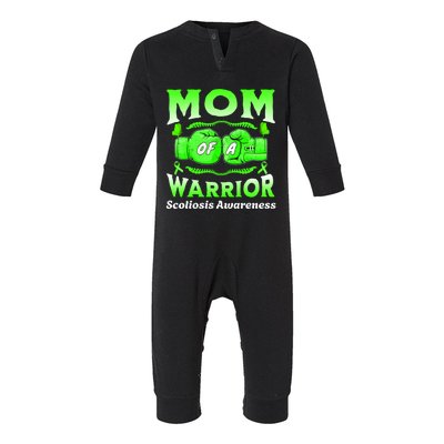 Mom Of A Scoliosis Warrior Scoliosis Awareness Gift Infant Fleece One Piece