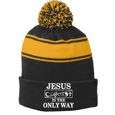 Mall Of America Jesus Saves Jesus Is The Only Way Front & Back Stripe Pom Pom Beanie