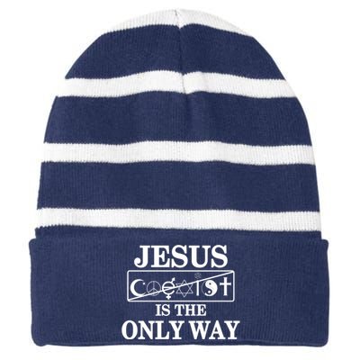 Mall Of America Jesus Saves Jesus Is The Only Way Front & Back Striped Beanie with Solid Band