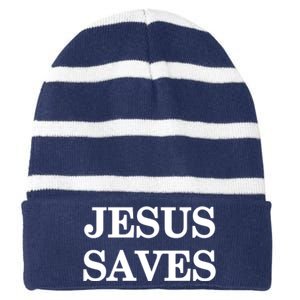 Mall Of America Jesus Saves Jesus Is The Only Way Front & Back Striped Beanie with Solid Band