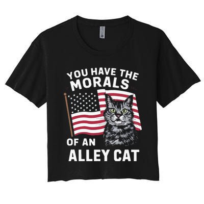 Morals Of An Alley Cat Funny Debate Biden Women's Crop Top Tee