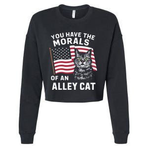 Morals Of An Alley Cat Funny Debate Biden Cropped Pullover Crew