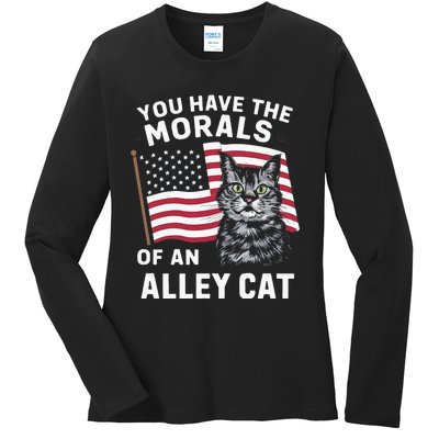 Morals Of An Alley Cat Funny Debate Biden Ladies Long Sleeve Shirt