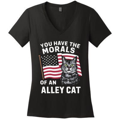 Morals Of An Alley Cat Funny Debate Biden Women's V-Neck T-Shirt