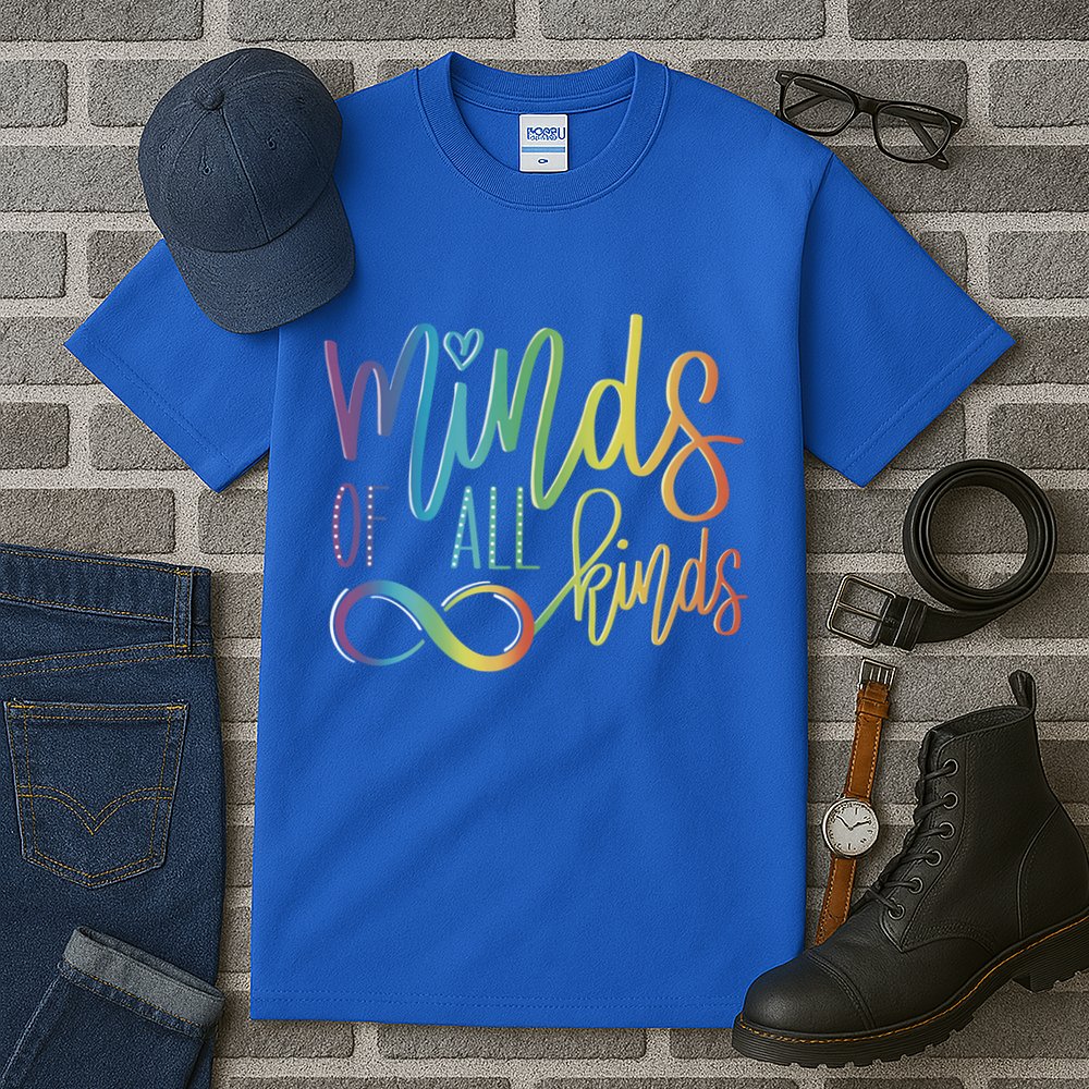 Minds Of All Kinds Neurodiversity Infinity Autism Awareness Gift Tall T-Shirt