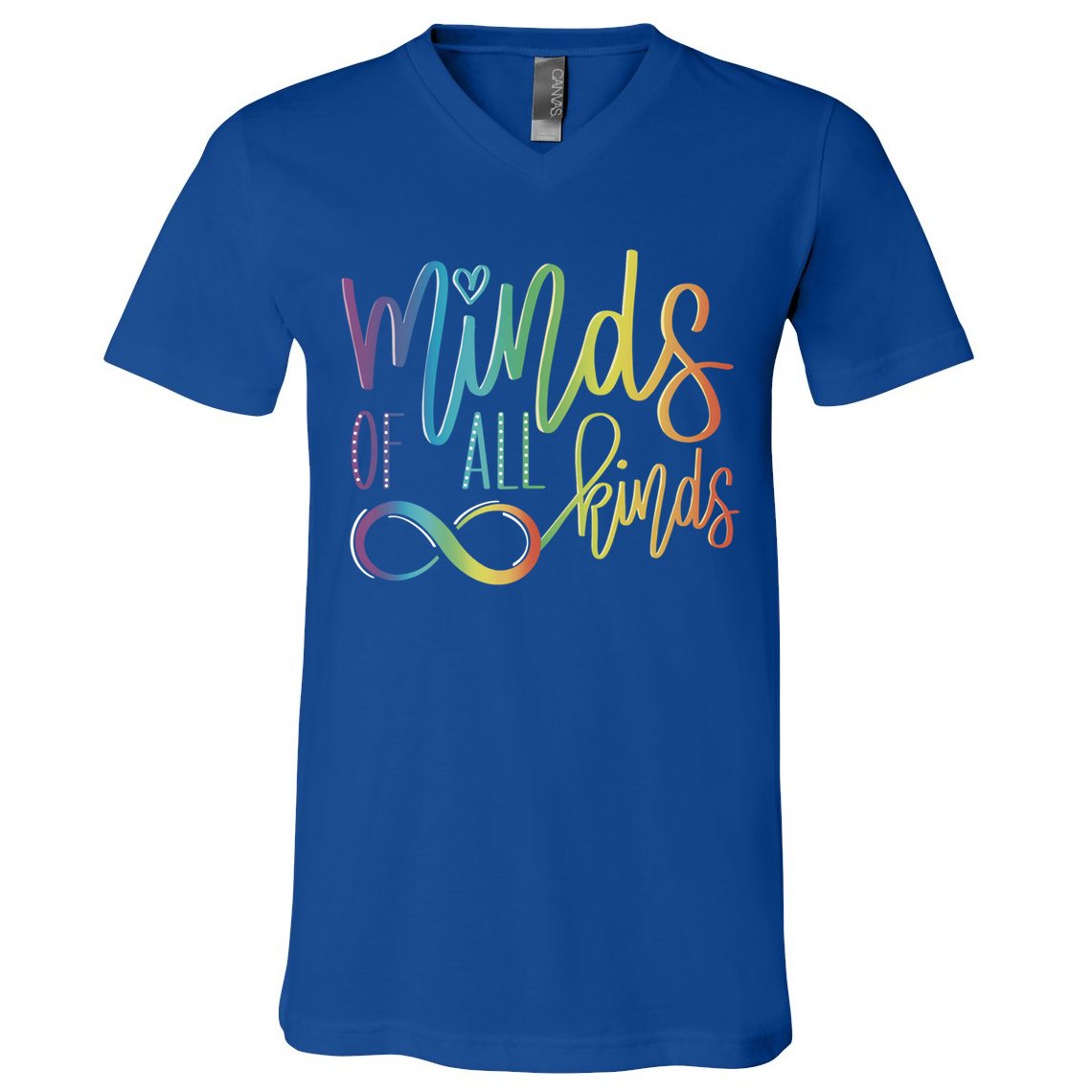 Minds Of All Kinds Neurodiversity Infinity Autism Awareness Gift V-Neck T-Shirt