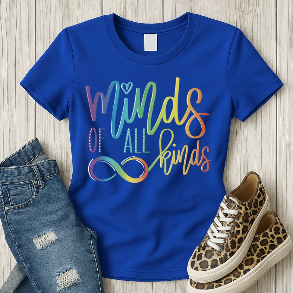 Minds Of All Kinds Neurodiversity Infinity Autism Awareness Gift Womens T-Shirt