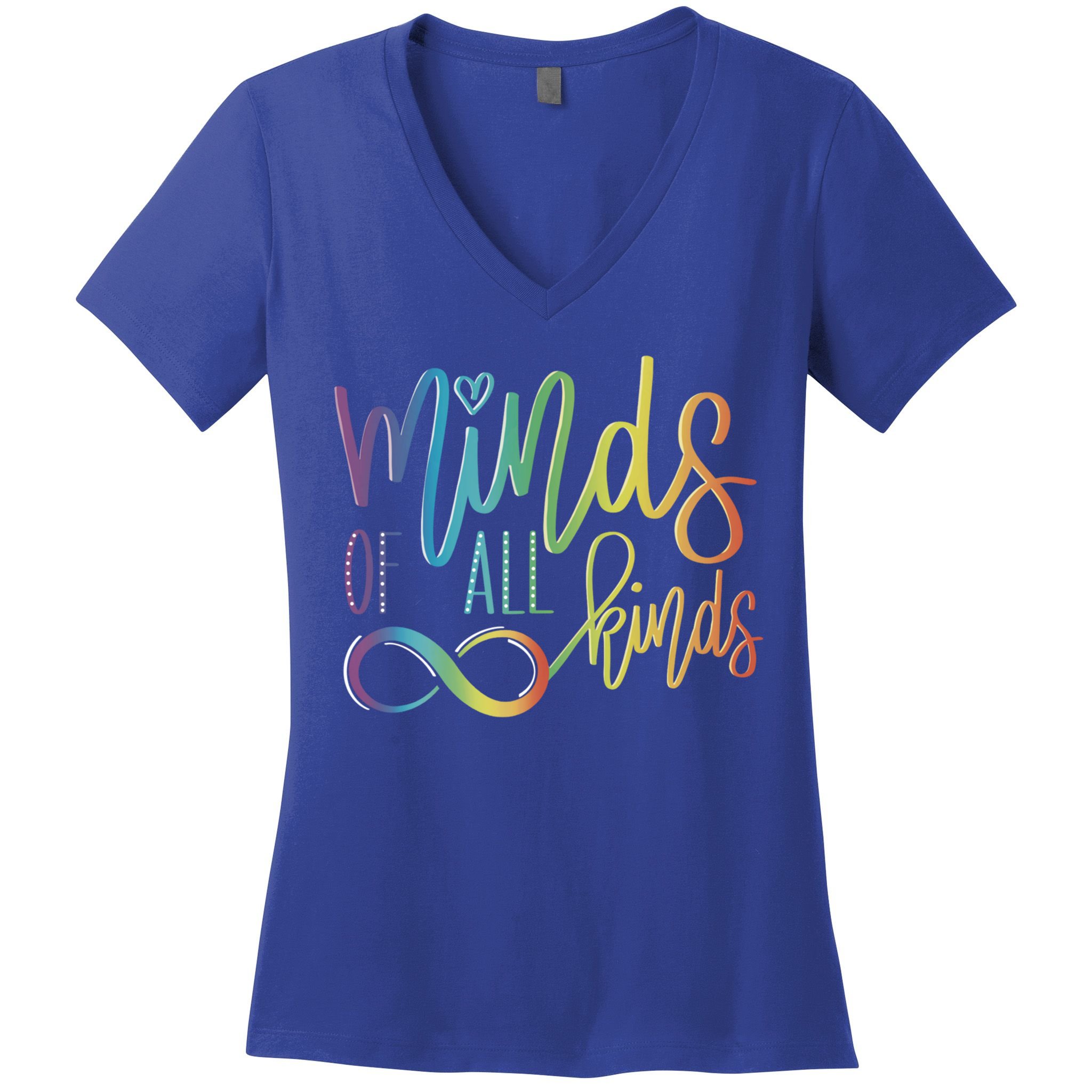 Minds Of All Kinds Neurodiversity Infinity Autism Awareness Gift Women's V-Neck T-Shirt