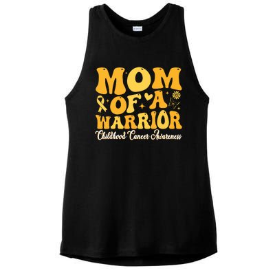 Mom Of A Warrior Childhood Cancer Awareness Women Ladies PosiCharge Tri-Blend Wicking Tank