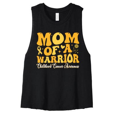 Mom Of A Warrior Childhood Cancer Awareness Women Women's Racerback Cropped Tank