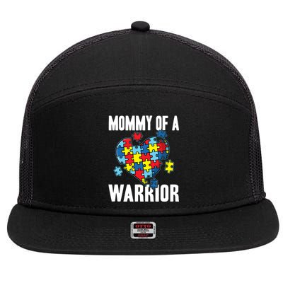 Mommy Of A Warrior Cute Autism Awareness Puzzle Great Gift 7 Panel Mesh Trucker Snapback Hat