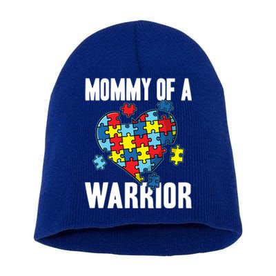 Mommy Of A Warrior Cute Autism Awareness Puzzle Great Gift Short Acrylic Beanie