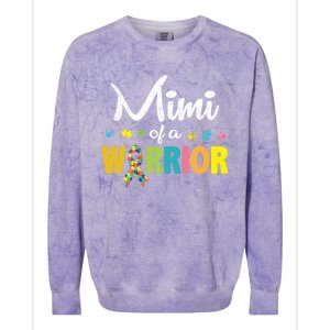 Mimi Of A Warrior Autism Awareness Im A Proud Grandmother Gift Colorblast Crewneck Sweatshirt