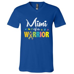 Mimi Of A Warrior Autism Awareness Im A Proud Grandmother Gift V-Neck T-Shirt