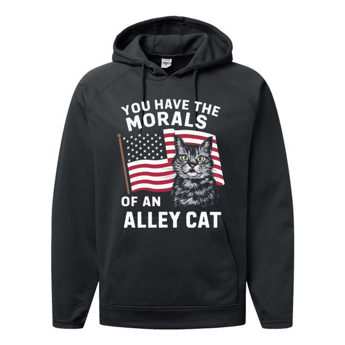 Morals Of An Alley Cat Funny Debate Biden Performance Fleece Hoodie