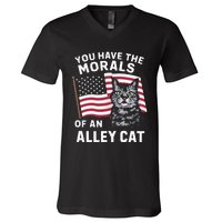 Morals Of An Alley Cat Funny Debate Biden V-Neck T-Shirt