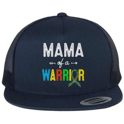 Mama Of A Warrior Autism Awareness Support Flat Bill Trucker Hat