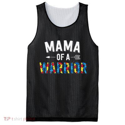 Mama Of A Warrior Family Mom World Autism Awareness Day Mesh Reversible Basketball Jersey Tank
