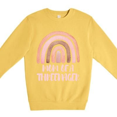 Mom Of A Threenager Boho Rainbow Funny Parenting Funny Gift Premium Crewneck Sweatshirt