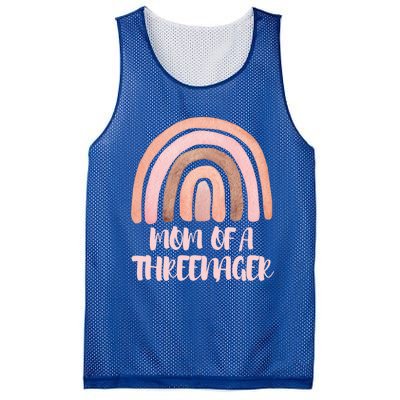 Mom Of A Threenager Boho Rainbow Funny Parenting Funny Gift Mesh Reversible Basketball Jersey Tank