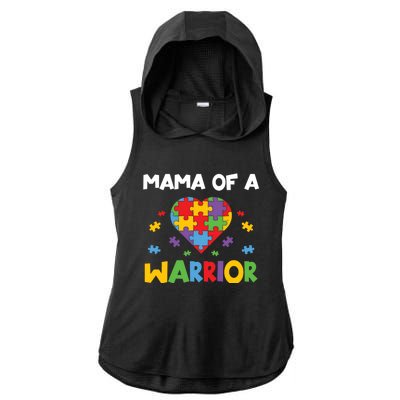 Mama Of A Warrior Family Mom World Autism Awareness Day Gift Ladies PosiCharge Tri-Blend Wicking Draft Hoodie Tank