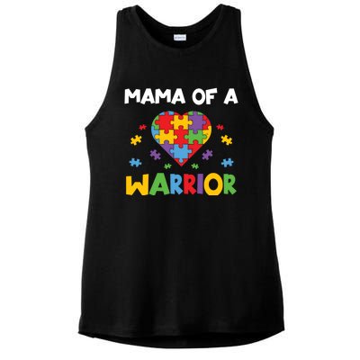 Mama Of A Warrior Family Mom World Autism Awareness Day Gift Ladies PosiCharge Tri-Blend Wicking Tank