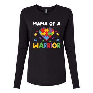 Mama Of A Warrior Family Mom World Autism Awareness Day Gift Womens Cotton Relaxed Long Sleeve T-Shirt