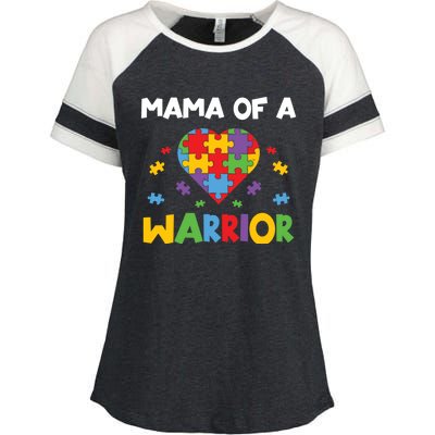 Mama Of A Warrior Family Mom World Autism Awareness Day Gift Enza Ladies Jersey Colorblock Tee