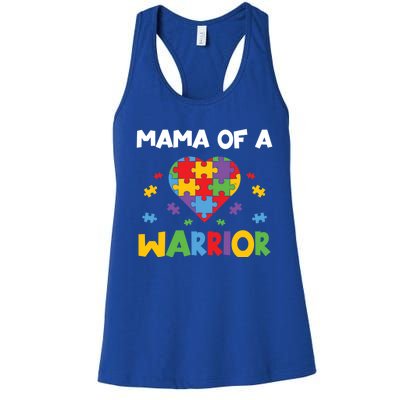 Mama Of A Warrior Family Mom World Autism Awareness Day Gift Women's Racerback Tank