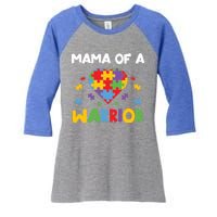 Mama Of A Warrior Family Mom World Autism Awareness Day Gift Women's Tri-Blend 3/4-Sleeve Raglan Shirt