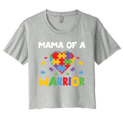 Mama Of A Warrior Family Mom World Autism Awareness Day Gift Women's Crop Top Tee