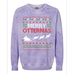 Merry Ottermas Animal Lover Otter Ugly Christmas Gift Colorblast Crewneck Sweatshirt