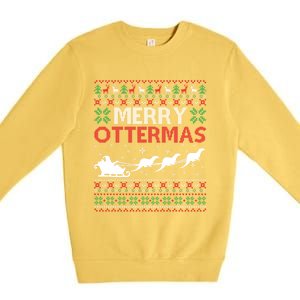 Merry Ottermas Animal Lover Otter Ugly Christmas Gift Premium Crewneck Sweatshirt