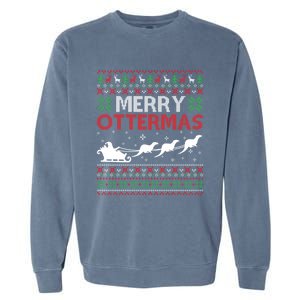 Merry Ottermas Animal Lover Otter Ugly Christmas Gift Garment-Dyed Sweatshirt