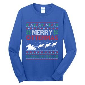 Merry Ottermas Animal Lover Otter Ugly Christmas Gift Tall Long Sleeve T-Shirt