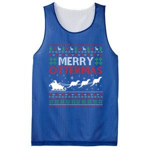 Merry Ottermas Animal Lover Otter Ugly Christmas Gift Mesh Reversible Basketball Jersey Tank