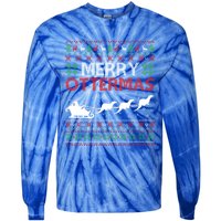 Merry Ottermas Animal Lover Otter Ugly Christmas Gift Tie-Dye Long Sleeve Shirt