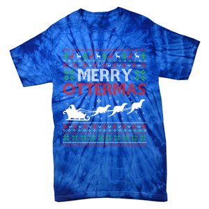 Merry Ottermas Animal Lover Otter Ugly Christmas Gift Tie-Dye T-Shirt